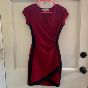 Red body con dress